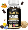 Sea Moss Gummies with Black Seed Oil Ashwagandha Ginger Irish Sea Moss for Immune &amp Energy Support Mixed Berry Flavor Vegan 60 Count