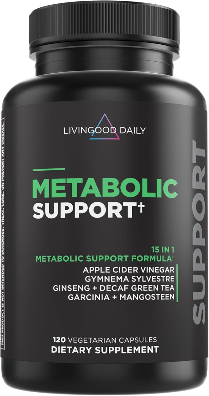 Livingood Daily Metabolism Booster for Women &amp Men Metabolic Support (120 Vegetarian Capsules) - Metabolism Boost Supplement Supports Digestive &amp Heart Health - Non-GMO Gluten-Free &amp Ve