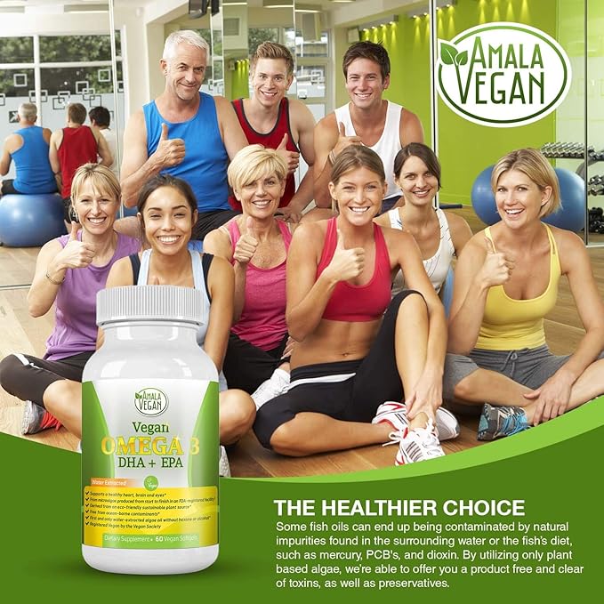 POTENT VEGAN OMEGA 3 Supplement: Better Than Fish Oil! Plant Based Water Extracted Algae Oil- DHA EPA DPA Fatty Acids- Non GMO- Improve Immune System Joint Heart Skin &amp Brain Health- 2 Month Su
