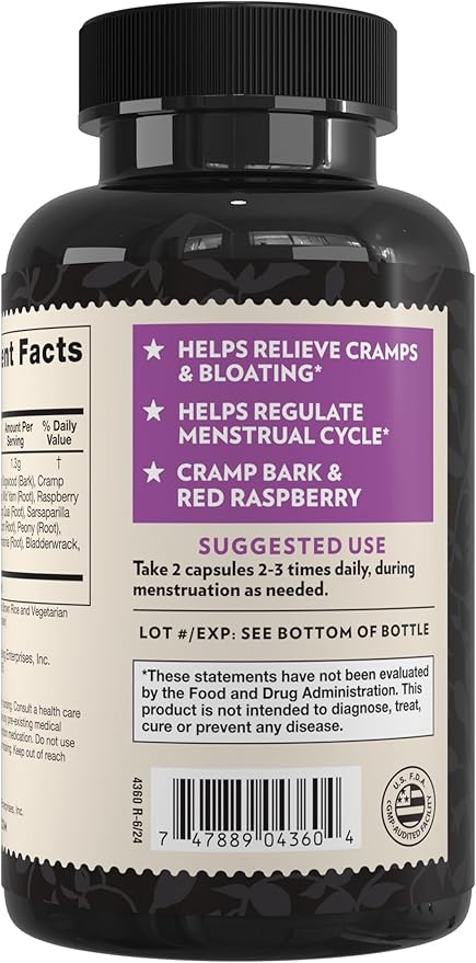 Crystal Star Women's Best Friend (60 Capsules) - Herbal Menstrual Relief Supplement for Help with Cramps &amp Bloating – Dong Quai Cramp Bark Hawthorne &amp Red Raspberry – Non-GMO