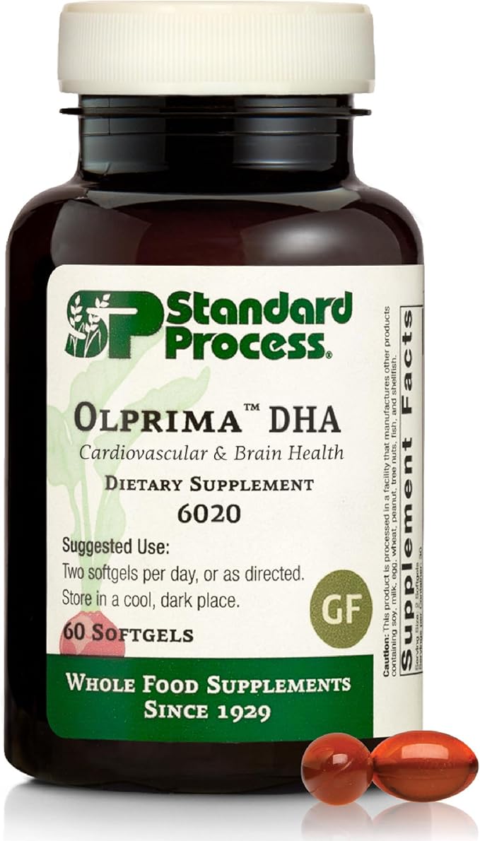 Standard Process Olprima DHA - Omega-3 Supplement for Heart &amp Brain Health - Gluten-Free Non-Dairy &amp Non-Soy - 60 Softgels (30 Servings)