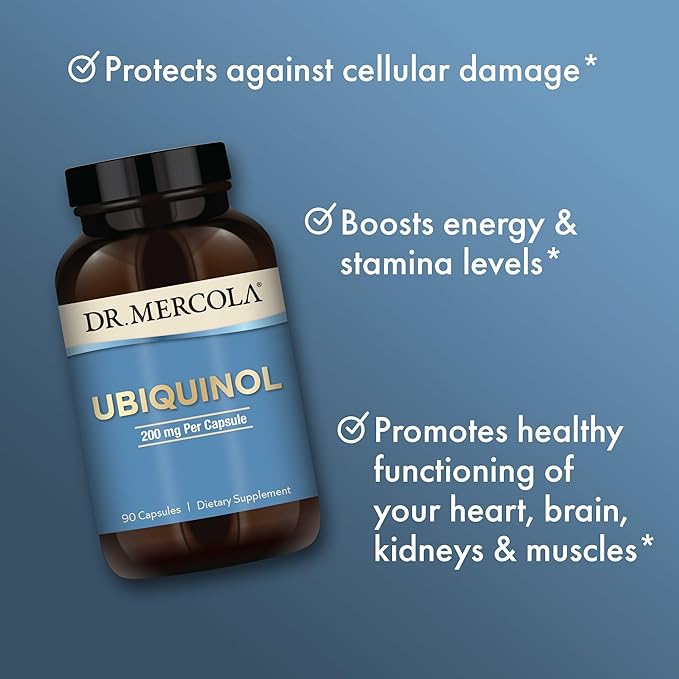 Dr. Mercola Ubiquinol - Supports Energy Production - Antioxidant Supplement - Non-GMO Gluten-Free &amp Soy-Free - 90 Capsules (90 Servings) - 200 mg