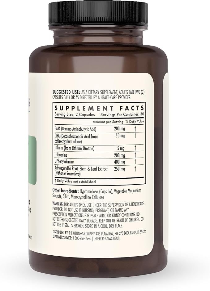 Mind Lift - Mood Boost Mental Focus Cognitive Defense - Lithium GABA DHA L-Phenylalanine | 60ct (1 Month Supply)