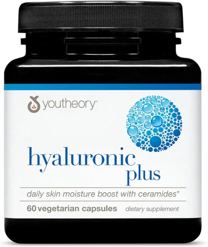 Youtheory Hyaluronic Plus - Hyaluronic Acid Supplement with Ceramides Vitamin C Biotin &amp More - Supports Healthy Skin* - 60 Vegetarian Capsules