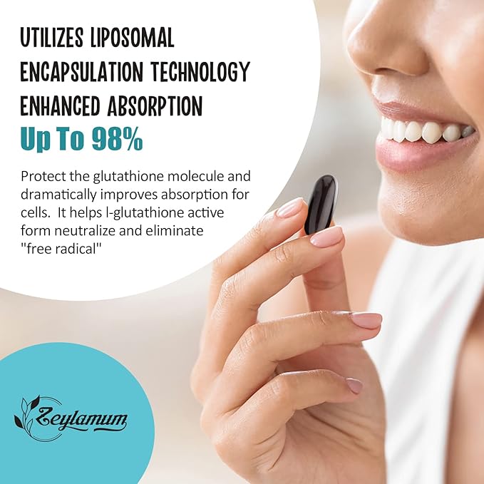 2400 MG Liposomal Glutathione Softgels Max Absorption Active Form L-Glutathione Reduced (GSH) with Hyaluronic Acid Resveratrol Master Antioxidants for Detox Brain Immune System 240 Softgels