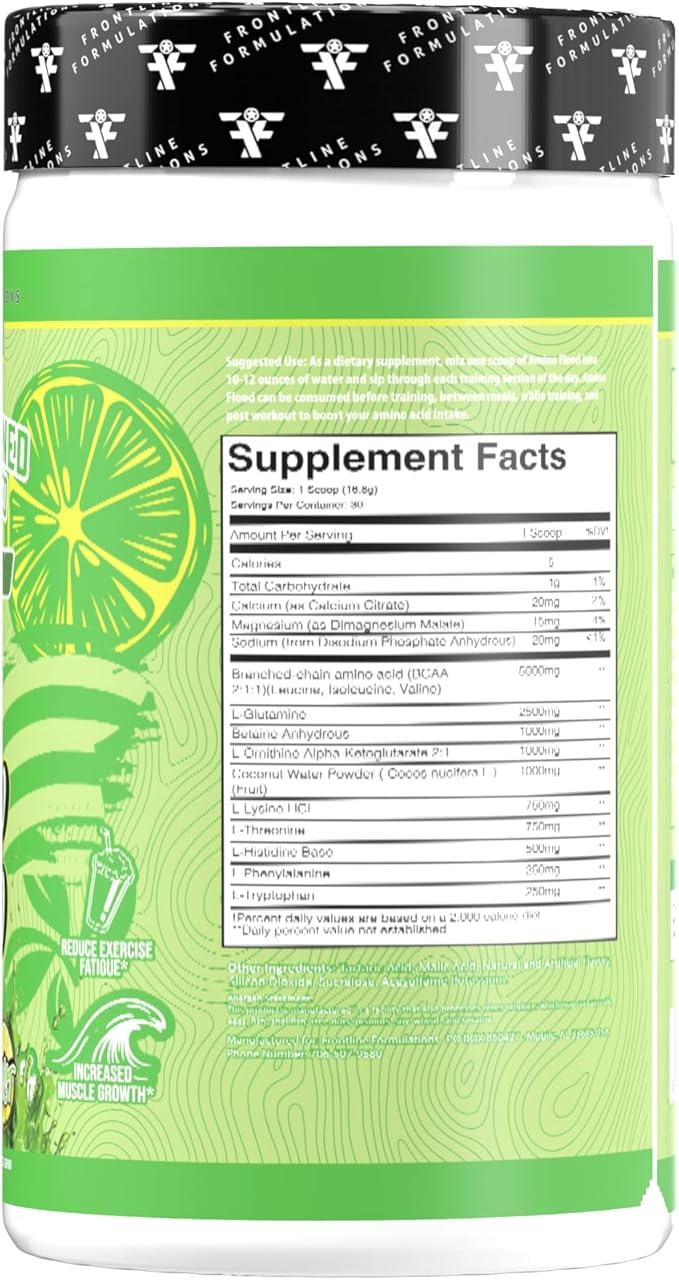 Amino Flood from BCAA + EAA Recovery &amp Hydration Formula – Muscle Support Electrolytes &amp Endurance – Amino Acid Supplement for Intra &amp Post Workout Margarita Twist