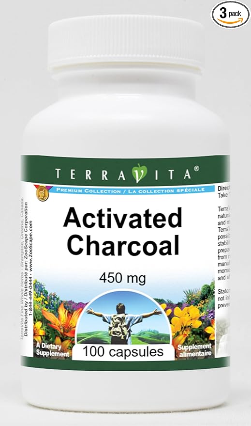 Activated Charcoal - 450 mg (100 Capsules ZIN: 510652) - 3 Pack