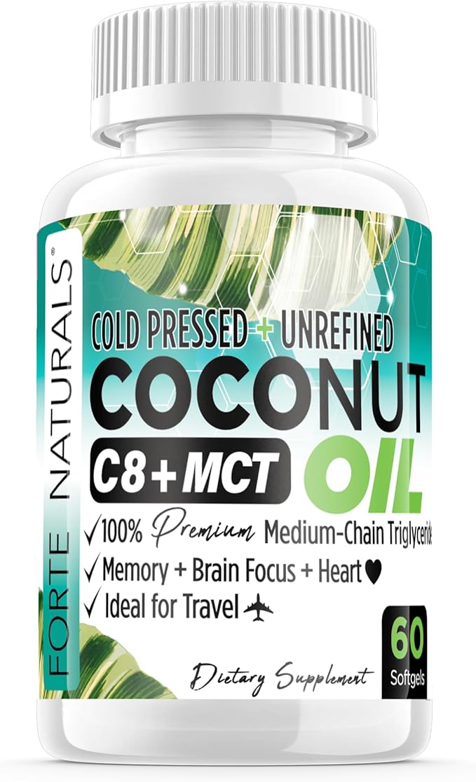 Coconut Oil Softgels Coconut Oil Capsules Super GLP-1 Gut Health Digestive Balance &amp Energy Support Cold Pressed Unrefined Non-GMO Keto Friendly Supplement for Daily Use Made in USA