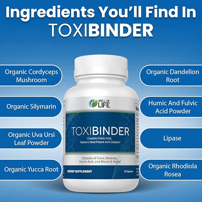 Well of Life Revitalize with Our Detox &amp Repair Complex ToxiBinder 90Vcap Vegan Non-GMO Blend of Humic &amp Fulvic Acids for Enhanced Energy Better Gut &amp Joint Health Hydration and Superi