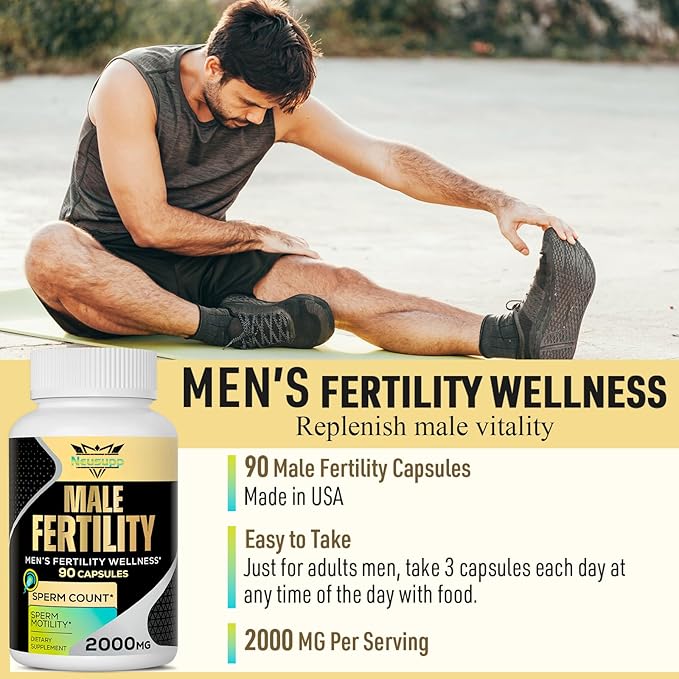 Fertility Supplements for Men Male Prenatal Vitamins -Optimal Sperm Count Motility and Strength 2000MG Mens Fertility Supplements with Maca Root Zin &amp Folate for Conception - Packs of 4