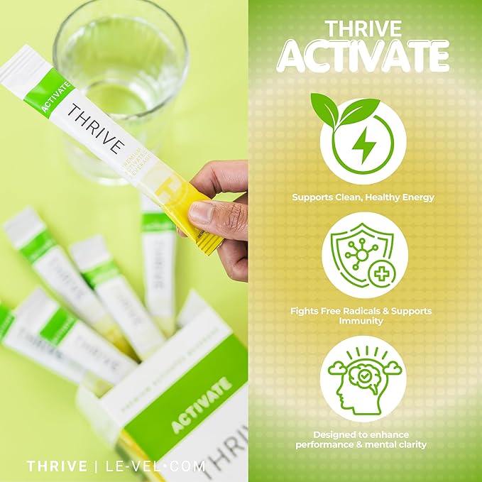 Thrive Activate Energy Drink Mix Focus &amp Performance Powder with Vitamin B12 Vitamin C E &amp Zinc L Carnitine L Taurine and Caffeine Gluten Free Sugar Free Starfruit 30 Drink Mix Packe