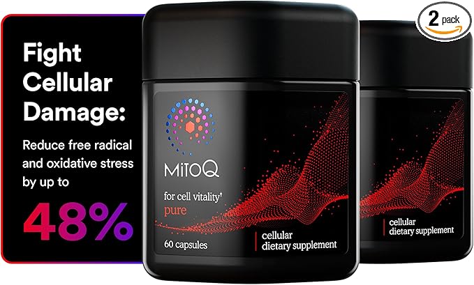MitoQ Pure Advanced Mitochondria Supplement Superior Bioavailability to CoQ10 | Reduces Free Radical Damage for Healthy Aging Metabolism Heart Health Energy Strength &amp Mobility
