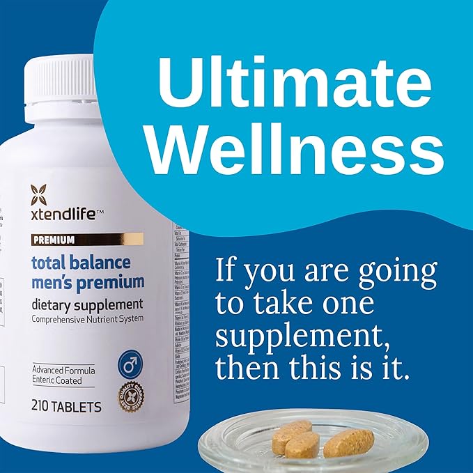 Xtendlife Total Balance Men’s Premium Multivitamin for Immune Heart Digestive &amp Cellular Health - Extra Strength Daily Support - 90+ Nutrients &amp Minerals - 30 Day Supply
