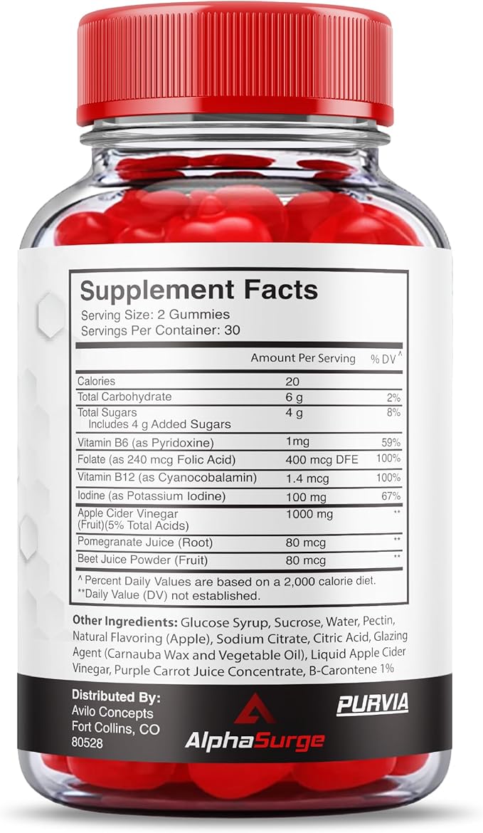 Alpha Surge Gummies - Official Formula - Alpha Surge Gummies XL Size Alpha Surge Advanced Strength Formula Overall Daily Health Support 1000mg AlphaSurge Maximum Wellness Supplement (60 Gummies)