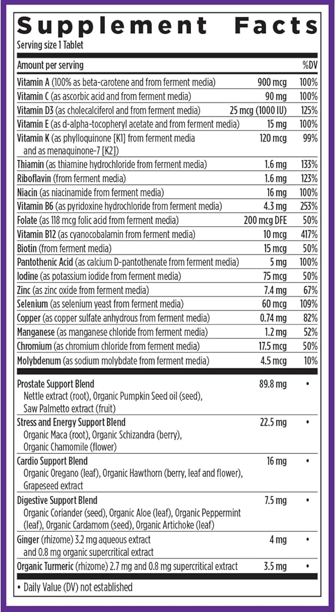 New Chapter Men’s Multivitamin 40+ Extra B6 &amp B12 D3 Vitamin C &amp Zinc Immune Heart Cellular Energy and Brain Health Gentle on The Stomach One Daily Non-GMO Gluten-Free 96 Tablets