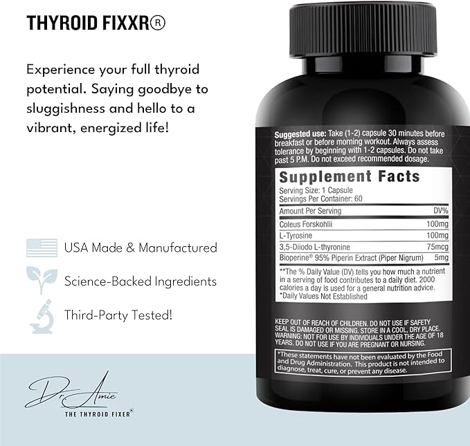Thyroid Support by Dr. Amie | T2 Thyroid Supplement | 30 Day Supply 60 Capsules