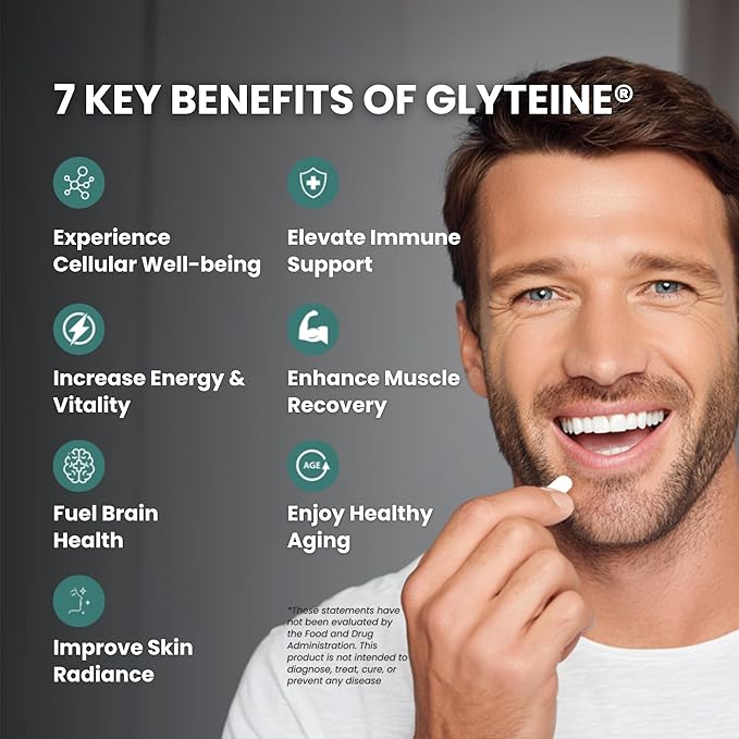 CONTINUAL - G Glyteine 400 mg Capsules | Cellular‑Enhancing Glutathione Supplement | Powerful Antioxidant Support | 90‑Day Supply (180 Capsules)