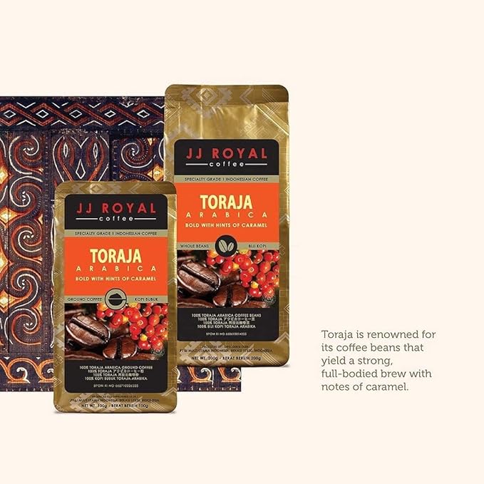 JJ Royal Coffee Toraja Arabica 200g Ground Coffee (Pack of 1)