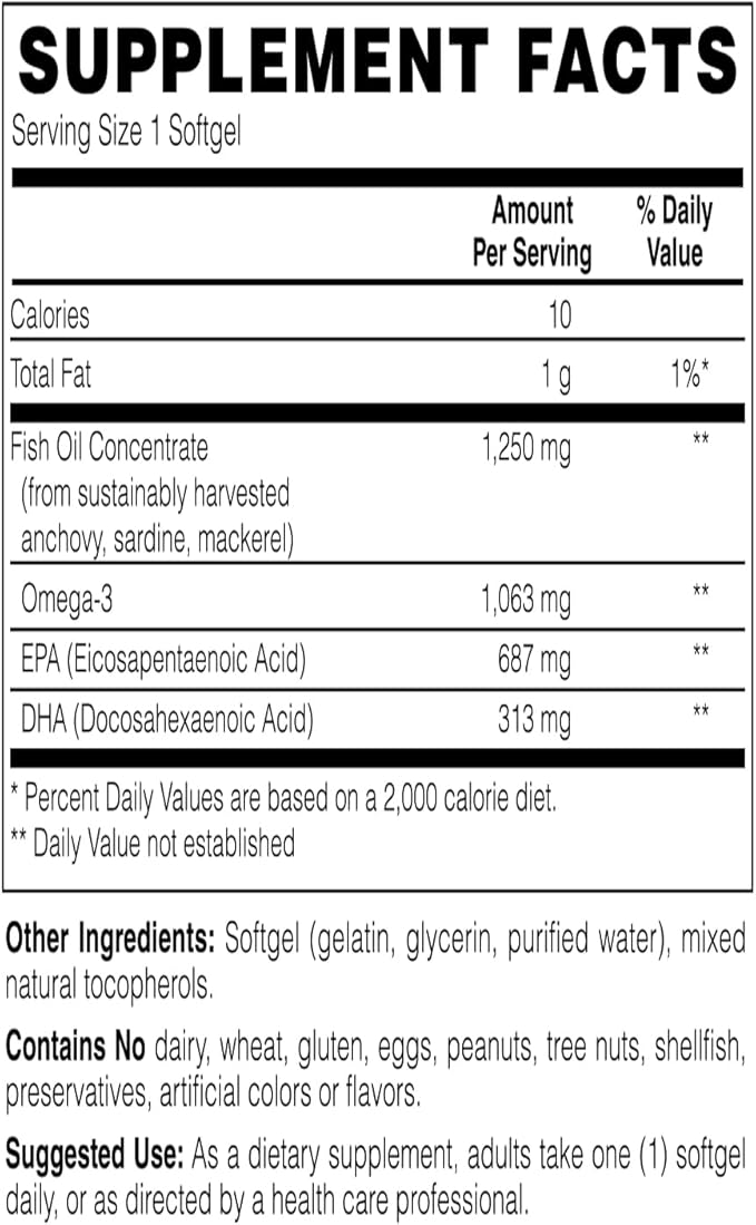 Holly Hill Health Foods Ultra Omega-3 Triglyceride Fish Oil 1000 mg EPA + DHA 120 Softgels