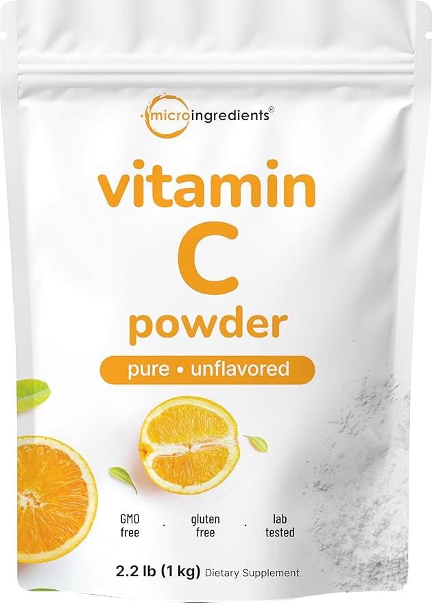 Micro Ingredients Pure Vitamin C Powder 2.2lbs (1kg) | Unflavored Ascorbic Acid Supplements | Vitamins for Women &amp Men | Non-GMO Gluten Free