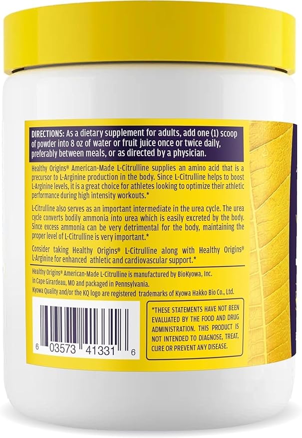 Healthy Origins - L-Citrulline (American-Made Non-GMO Gluten Free Athletic Support) 10.6 Ounce