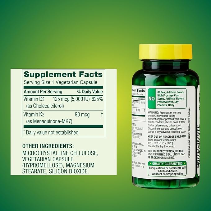 KP+ Vitamin K2 + D3 | Bone &amp Immune Health | Gluten Free | 90 Vegetarian Capsules | Pack of 1