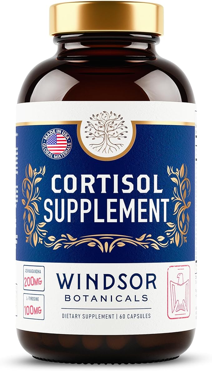 15-IN-1 Cortisol Supplements for Women &amp Men - Cortisol Reducer Manager with Ashwagandha Acerola L-Tyrosine Vitamin C B6 - Mood Stress Relief Restful Sleep Support - 60 Capsules 60-Day Sup
