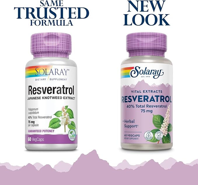 SOLARAY Guaranteed Potency Resveratrol Veg Cap (Btl-Plastic) 75mg | 60ct