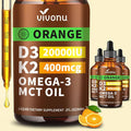 VivoNu Vitamin D3 K2 10000 IU with MK7-300 Virgin Coconut Oil Softgels 2 in 1 Vitamins D &amp K Complex | Vitamina D3 con K2 ((3 Bottle))