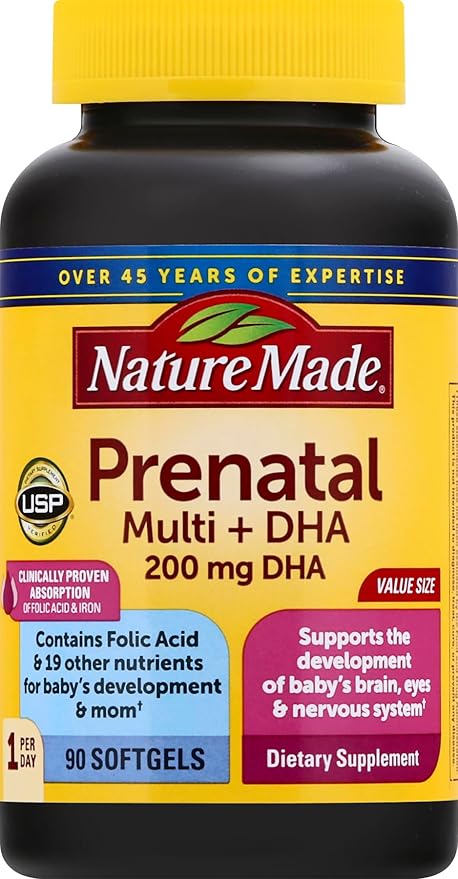 Prenatal Vitamin + DHA Softgel with Folic Acid Iodine and Zinc 90 Count