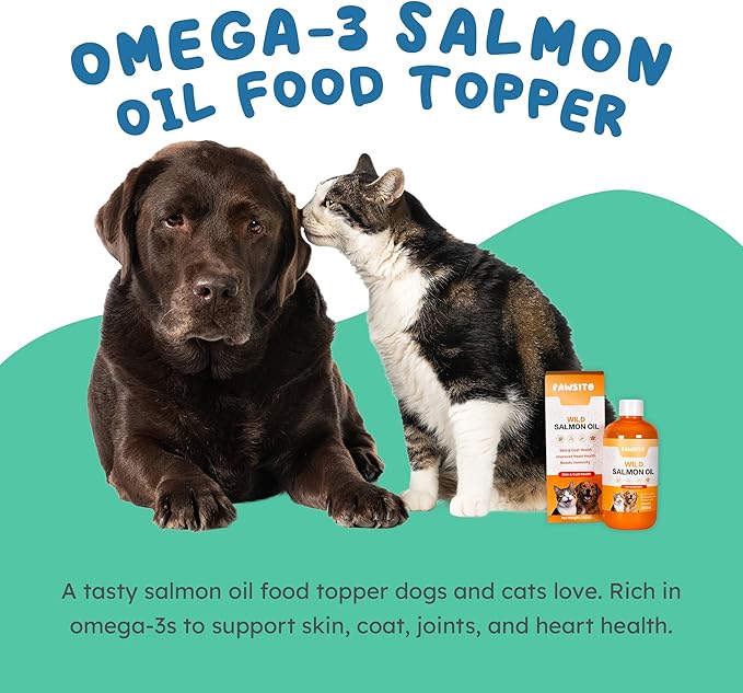 Salmon Oil for Dogs &amp Cats – Wild Alaskan Omega-3 Fish Oil with EPA &amp DHA for Skin &amp Coat Joint Heart &amp Immune Health (250ml)