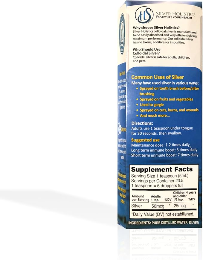 Silver HOLISTICS Colloidal Silver Liquid Bundle – Includes Colloidal Silver Spray (4 OZ) &amp Refill Solution (16 OZ) with Free Dropper - Immune Support Supplement for Children Adults &amp Pets