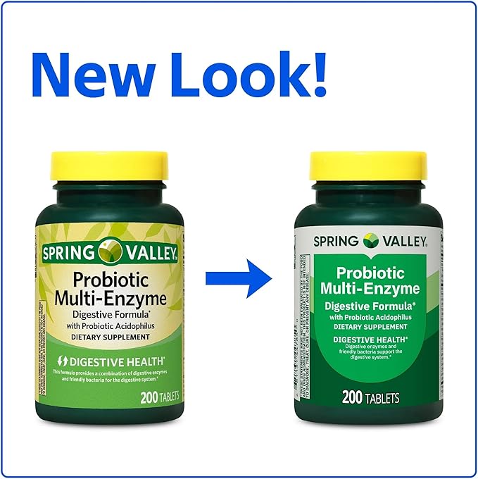 Probiotic Multi-Enzyme Digestive Formula Tablets – 200 Count – Supports Digestion Bloating &amp Gut Health
