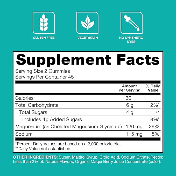 Qunol Magnesium Glycinate Gummies 120mg of Magnesium Glycinate High Absorption Mixed Berry 90 Count (Pack of 1)