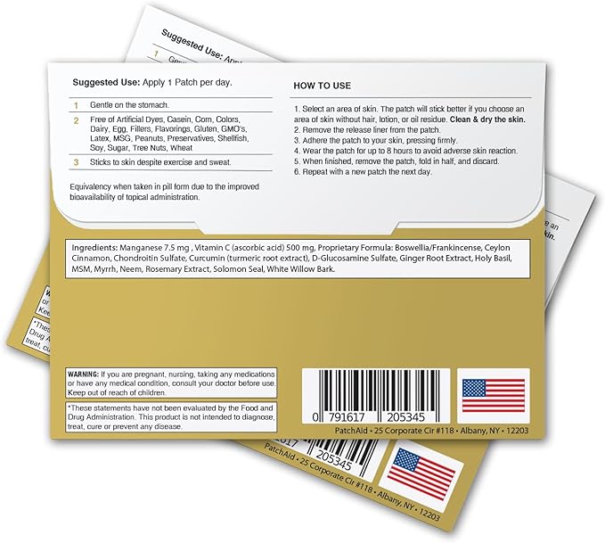 PatchAid Glucosamine and Chondroitin Topical Patch 30-Day Supply