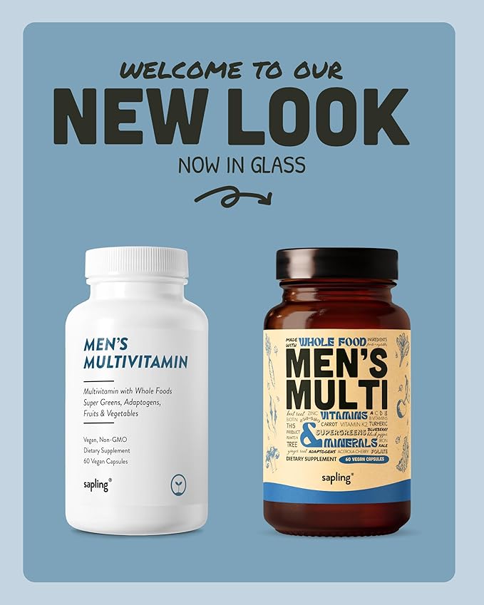 Multivitamin for Men - Daily Men’s Multivitamin - Methylated B Complex with Whole Food Ingredients Vitamin B12 Folate A C D3 E K2 Organic Fruits &amp Vegetables - Vegan Non-GMO - 60 Caps