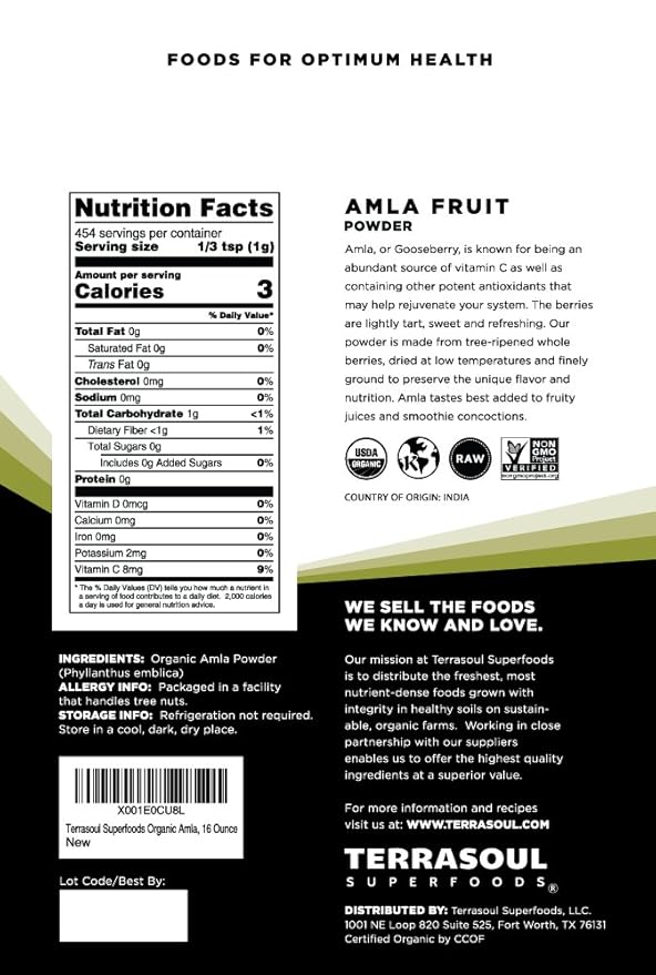 Terrasoul Superfoods Organic Amla Powder (Amalaki) 4 Lbs - Rich in Antioxidant Vitamin C | Supports Immunity