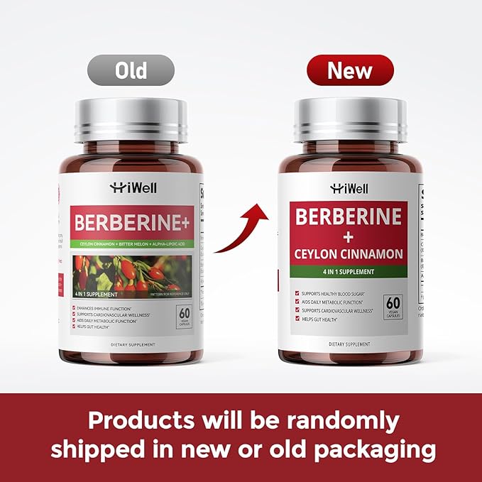 Berberine with Ceylon Cinnamon 800mg Advanced 4-in-1 Synergy Berberine Supplement Multi-Targeted Berberine Complex Support Blood Sugar Cholesterol Health &amp Immune* Gluten-Free Non-GMO &amp V