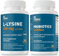 Dr. Tobias L‑Lysine 500 mg Tablets + Probiotics 30 Billion CFU (10 Strains) – Essential Amino Acid for Skin Health + Shelf‑Stable Daily Probiotic for Gut Flora &amp Digestive Wellness