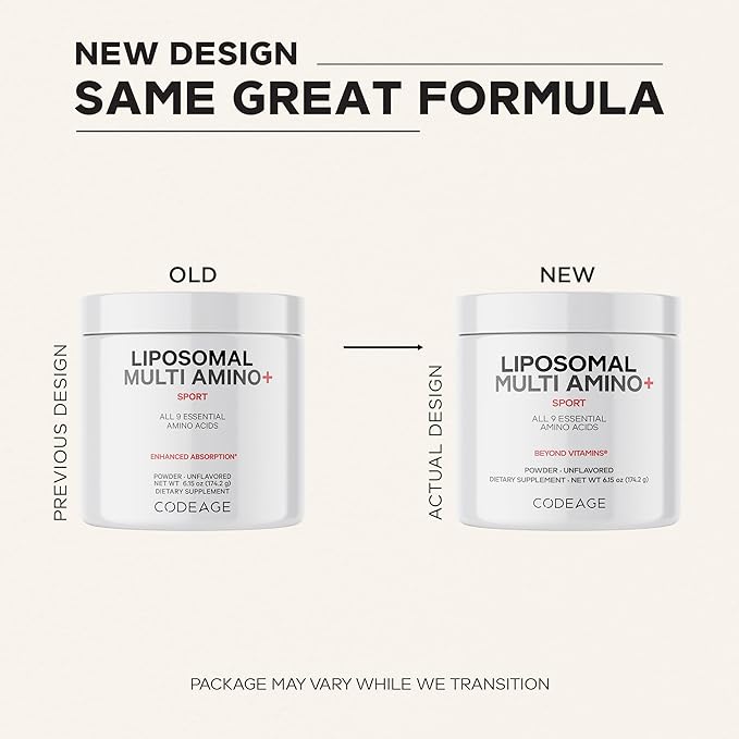 Codeage Liposomal Multi Amino Powder Supplement - BCAA &amp EAA Supplement All 9 Essential Amino Acids Branched-Chain Amino Acid Pre &amp Post Workout Unflavored Liposomal Delivery Non-GMO 6.1