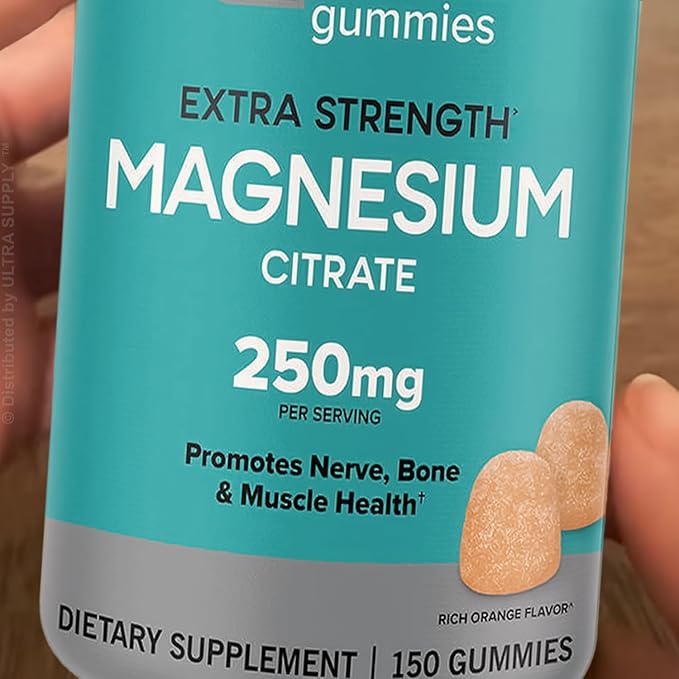 Magnesium Citrate Gummies 250 mg (150 Count - Value Pack) Orange Flavor Supports Relaxation Muscle Function and Calm Energy