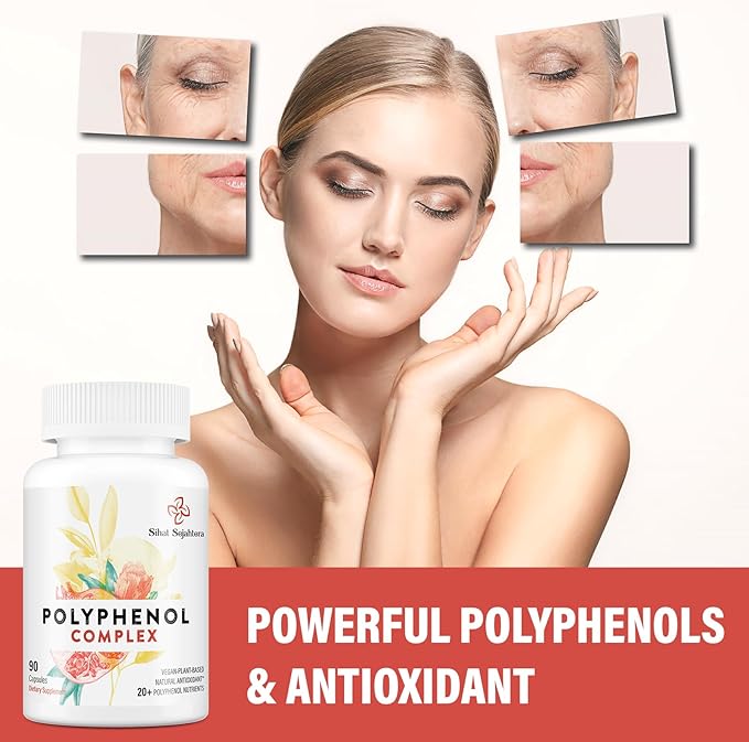 67500 MG Polyphenols Supplement - Powerful Antioxidants &amp Polyphenol for Age Defense Polyphenol Superfood Quercetin Resveratrol Plant-Based &amp Energy Immune Support 90 Capsules