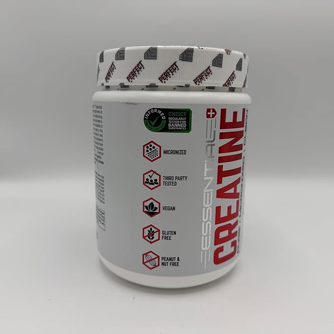 PERFECT SPORTS Essential Creatine | Pure Micronized Creatine Monohydrate | Vegan Friendly Gluten Free | Muscle Build &amp Performance | 200 Servings (Unflavored)