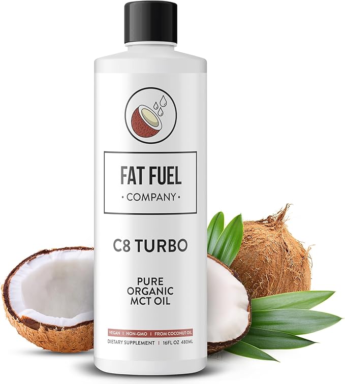 Fat Fuel C8 MCT Oil - Pure and Organic Body Fuel from Coconuts Keto Supplement for Energy and Focus - 16 Fl Oz