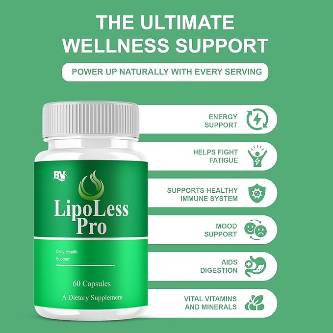 BLUE VIBE Lipoless Pro Capsules Lipoless Advanced Maximum Strength Overall Health &amp Wellness Support Supplement Lipoless Premium All Natural Daily Health Support Formula (1 Pack - 60 Capsules)