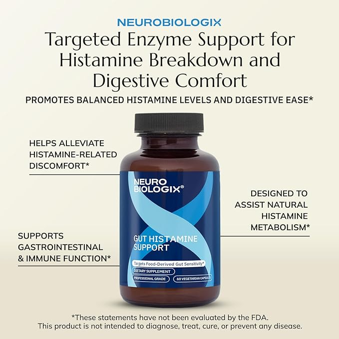 Neurobiologix Gut Histamine Support Supplement Digestion &amp Immune Balance with Vitamin C NAC Bromelain &amp Quercetin Supports Food-Derived Histamine Response for Men &amp Women Vegetarian