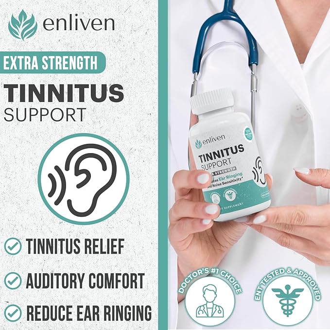 Tinnitus &amp Liver Support Supplement | Formula for Ringing Ears Focus Detox &amp Digestion | Bioflavonoids Milk Thistle &amp B12| Supports Auditory &amp Liver Health | 60 Capsules flavonoid E