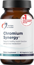 Designs for Health Chromium Synergy - Non-GMO Chromium Nicotinate Glycinate Chelate Supplement with Vanadium Vitamin D Manganese Zinc + Taurine - Cinnamon Powder Base (90 Capsules)
