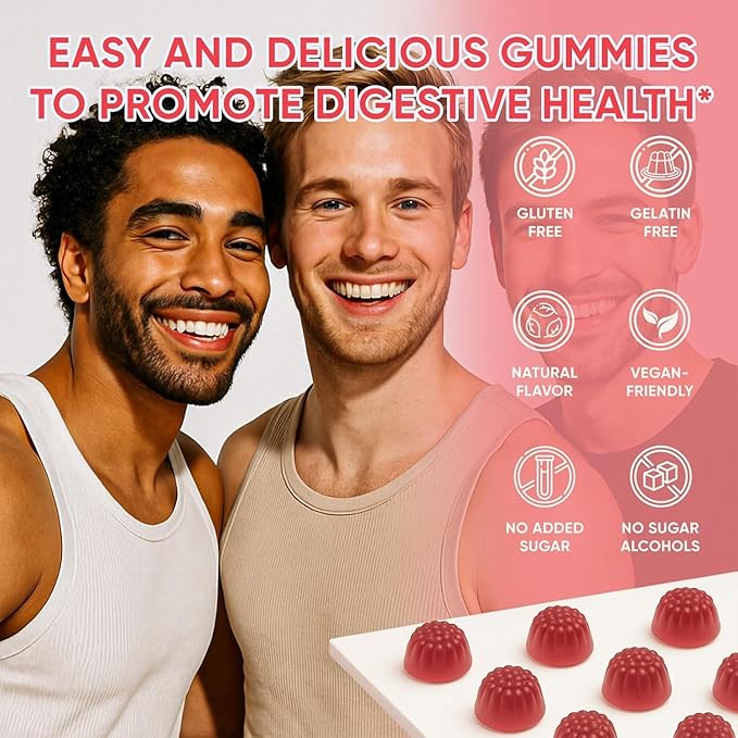 Clean Prebiotic Fiber Gummy Clean Fiber Gummies for Men Men Prebiotic Supplement for Digestive Gut Health Non-GMO 60 Gummies / 4g Fibers Per Serving