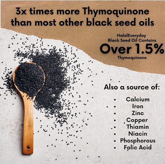 Organic Black Seed Oil - USDA Certified Cold Pressed Glass Bottle Over 1.5% Thymoquinone 3X strength Turkish Black Cumin Nigella Sativa non-GMO 100% Pure Blackseed Oil (8oz Glass Bottle)